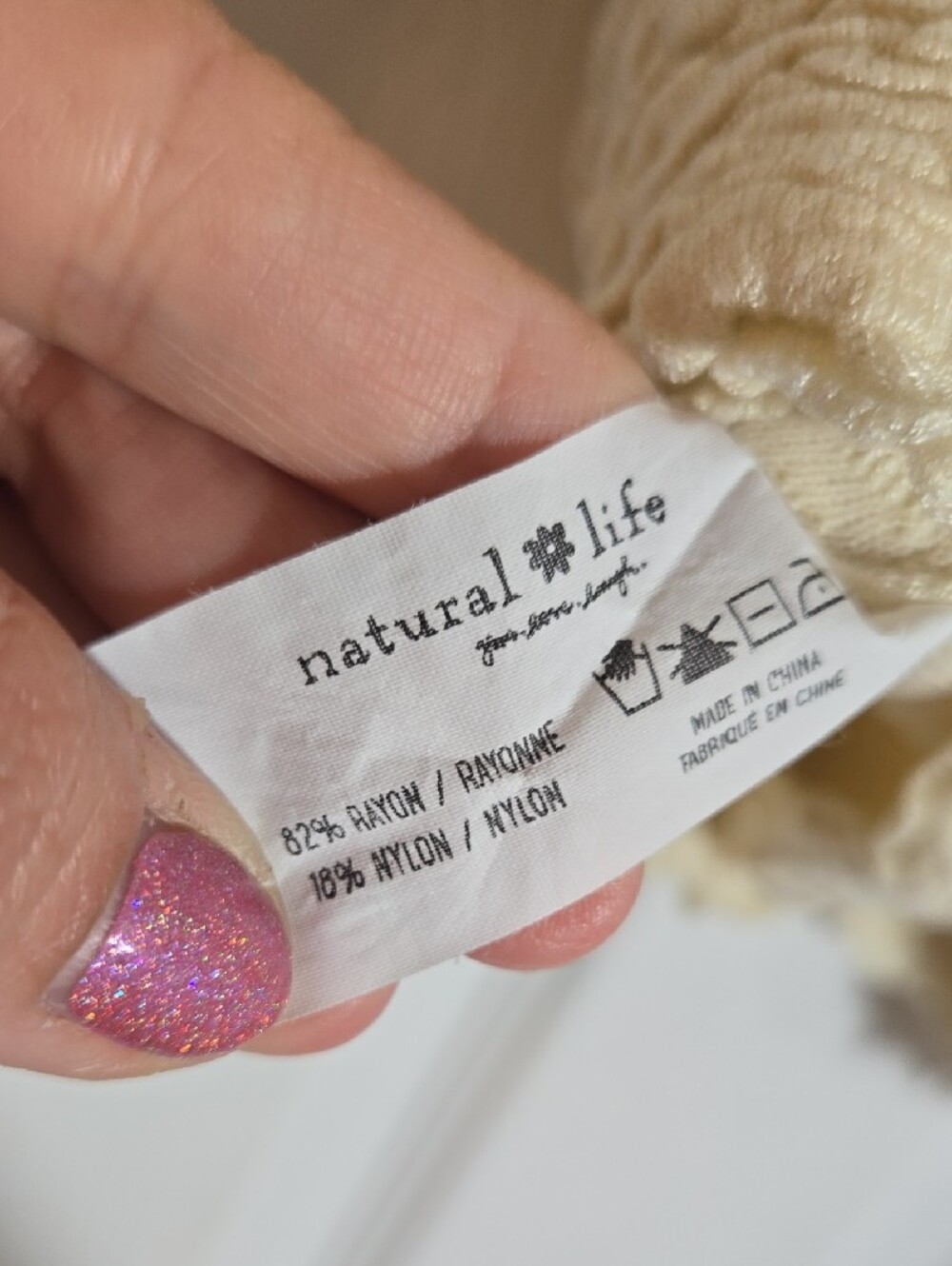 NATURAL LIFE Cream Textured Long Sleeve Scoop Top Size Small - Picture 5 of 5
